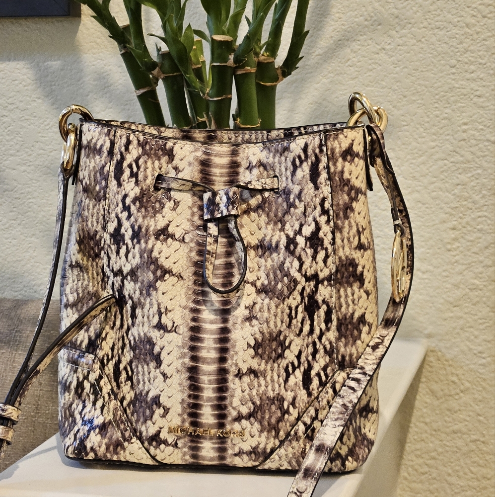 Michael Kors Python Nicole Bucket Bag Crossbody Bag